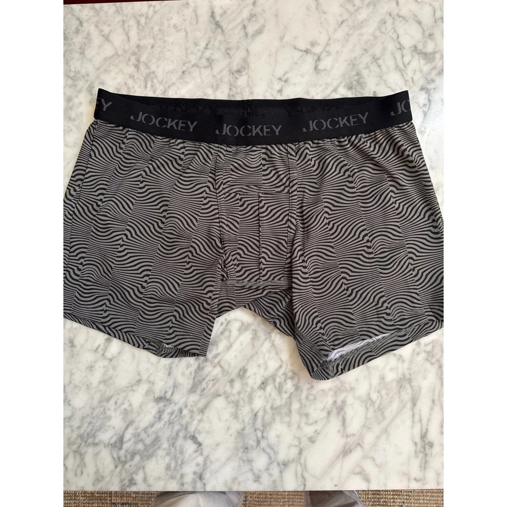 Jockey Mens Sport Micro Boxer Briefs 4 Pack XL 40-42 Blue Teal Grey  Print